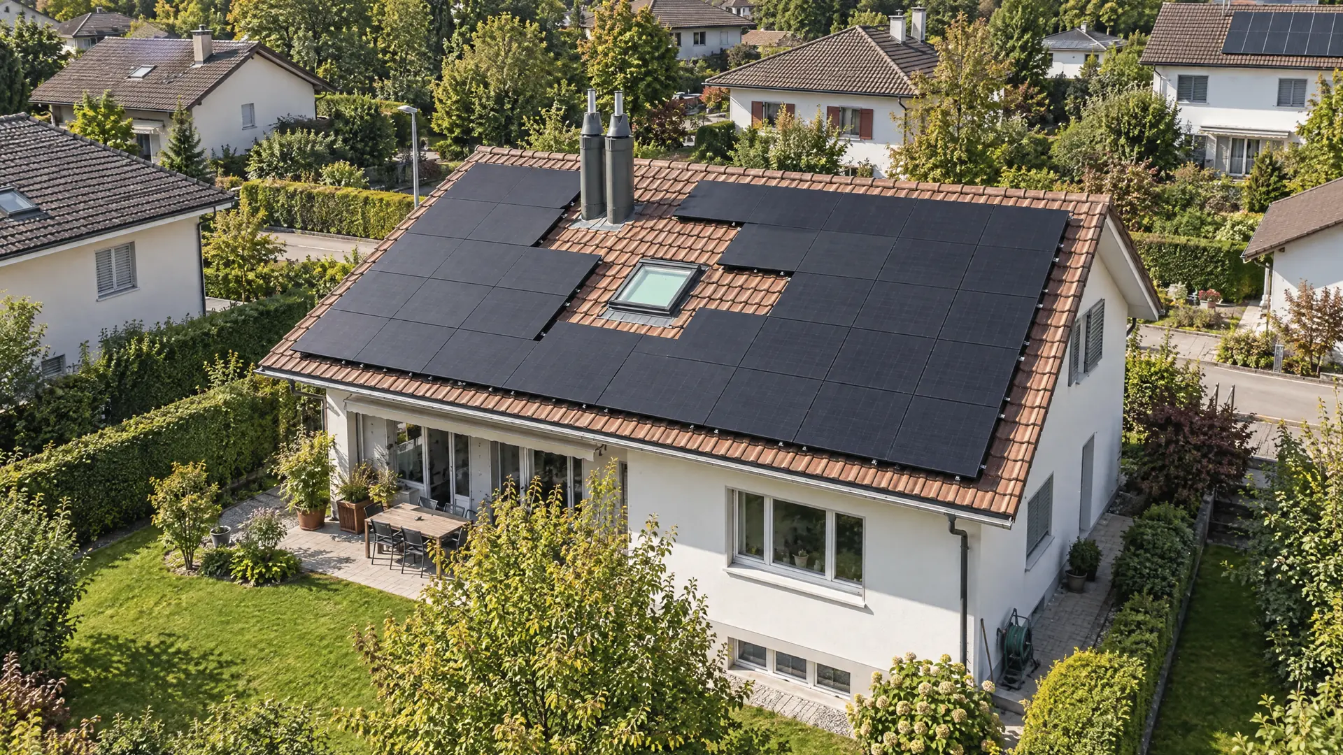 Photovoltaik-Anlage von AlpenEnergie aus der Vogelperspektive