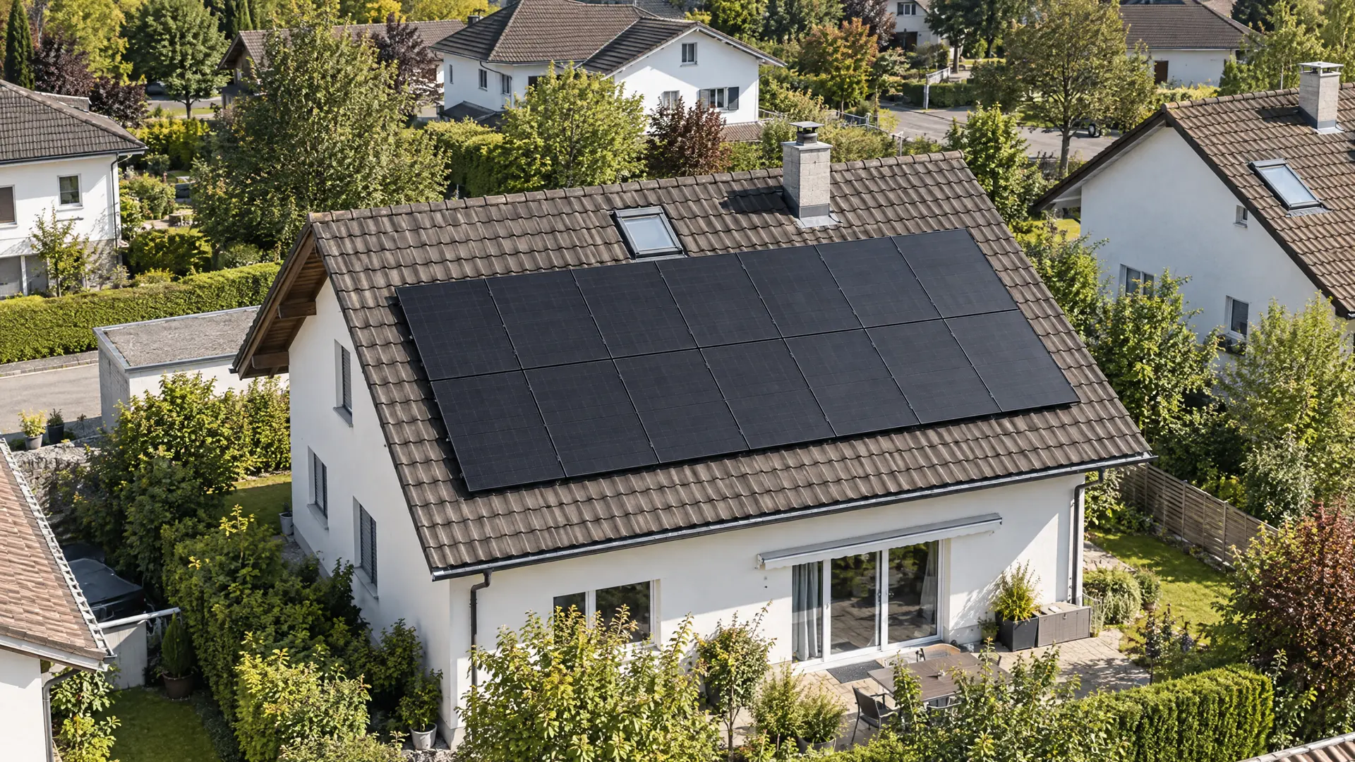 Photovoltaik-Anlage von AlpenEnergie aus der Vogelperspektive