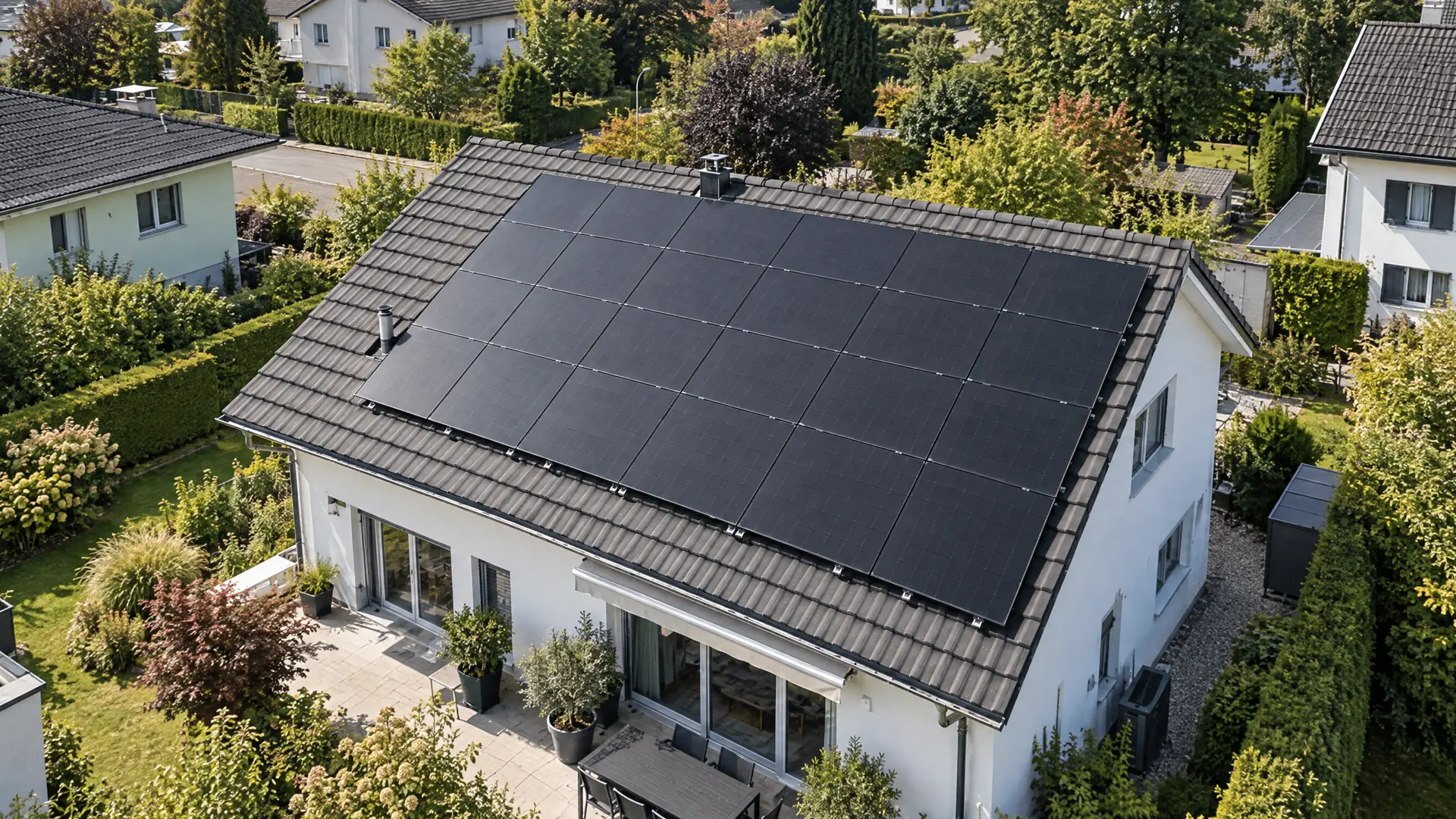 Photovoltaik-Anlage von AlpenEnergie aus der Vogelperspektive